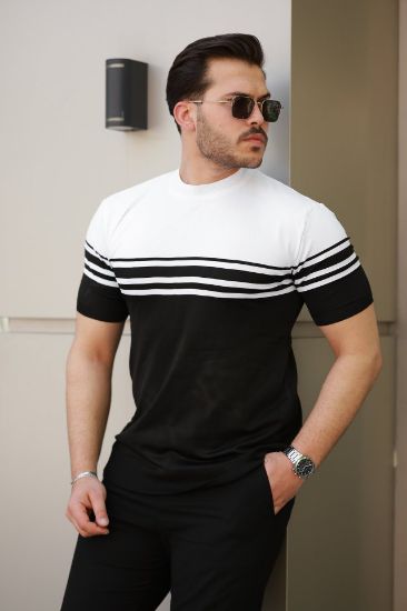 Erkek çizgili Kısa Kollu T-shirt resmi